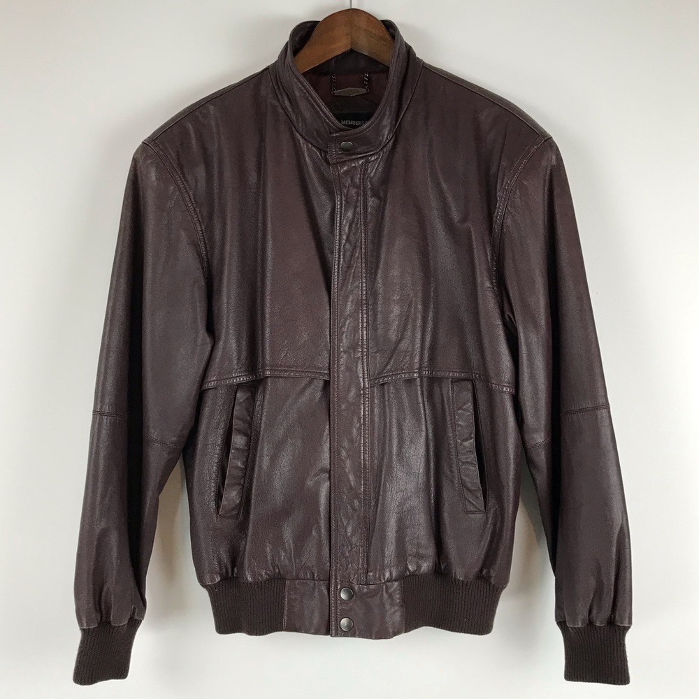 Members Only Genuine Leather Bomber Jacket Sz. 40